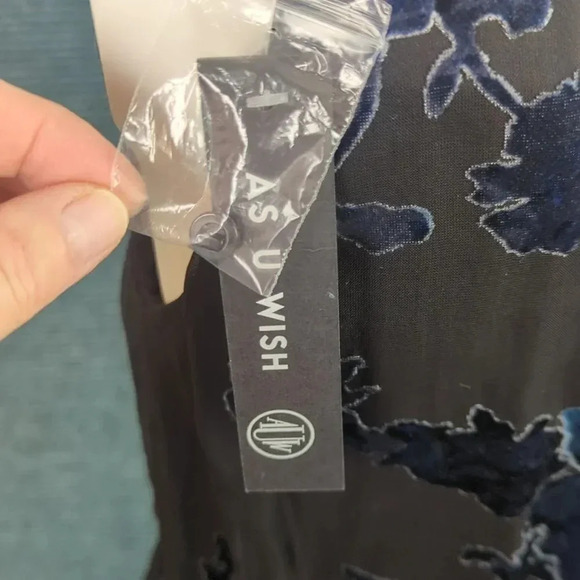 As U Wish Gigi Trapeze Swing Dress, Burned Out Velvet Blue On Black - Picture 8 of 14